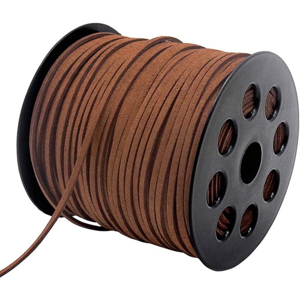 Leather String, 100 Yards 2.6mm Flat Suede Cord, Faux Leather Cord for Jewelry M